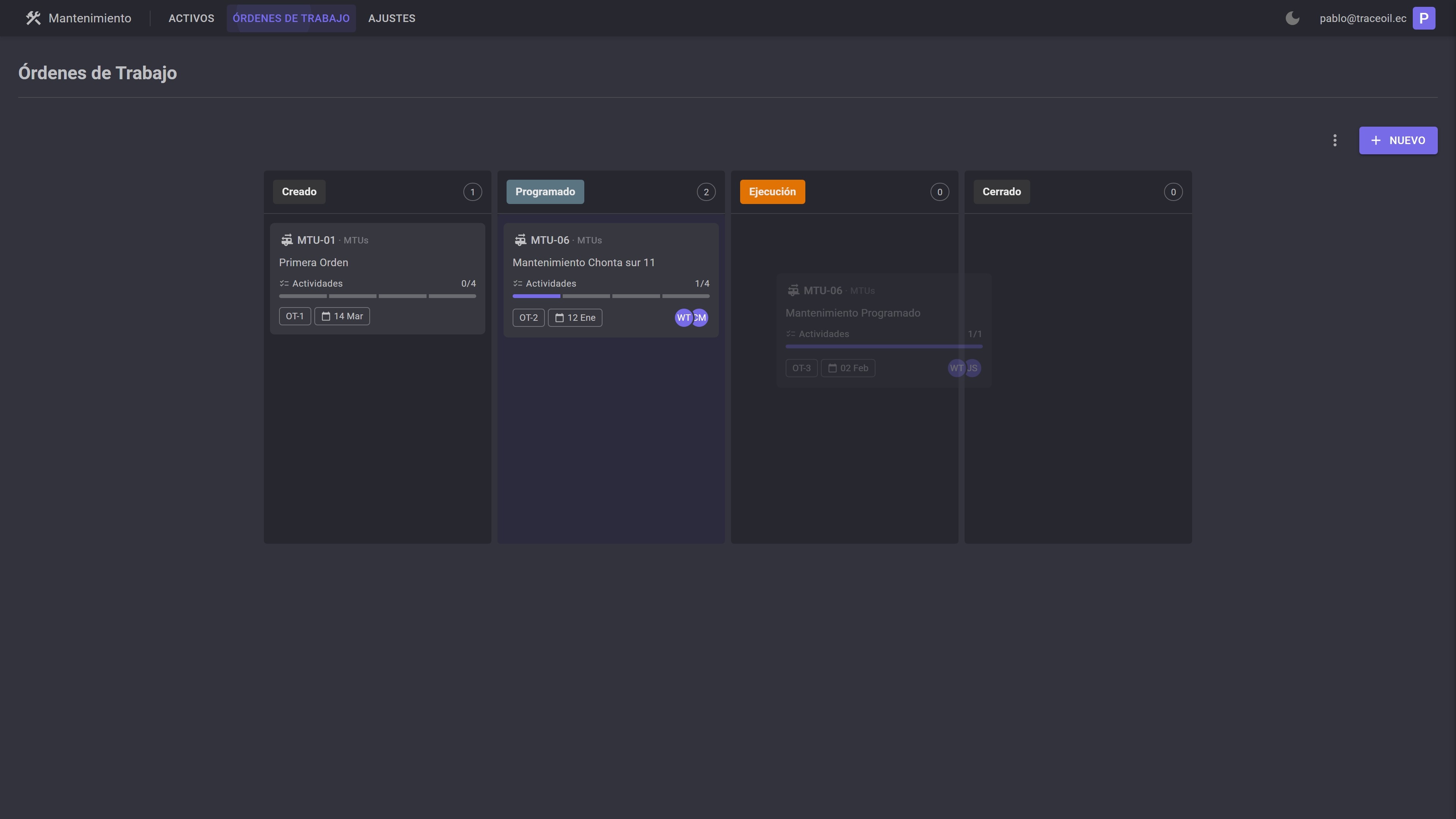 Tablero Kanban de Órdenes de Trabajo